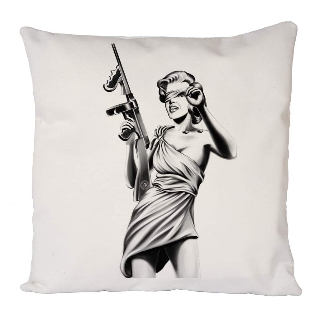 Lady Justice Gun Cushion Cover