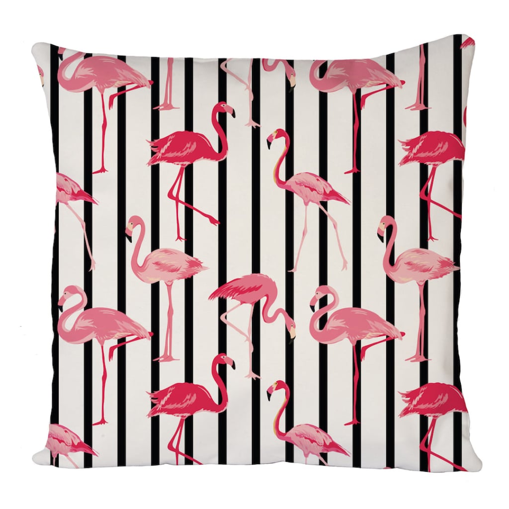 Stripe Flamingos Cushion Cover